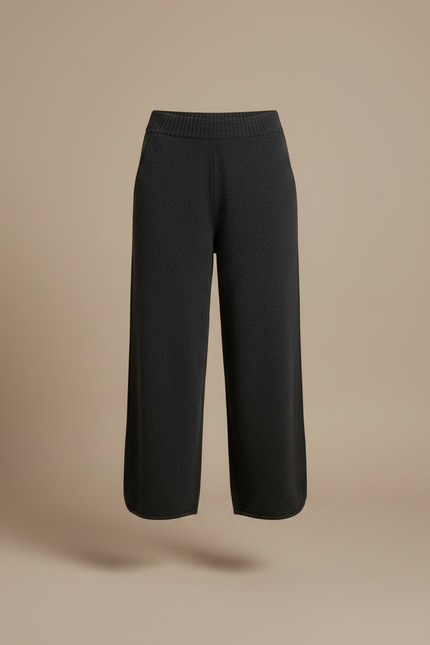 Pantalon Noir Tricoté Ample Confortable Chaud Décontracté - Gris Maille - vue 3