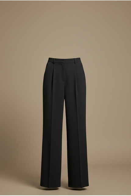 Pantalon Noir Plissé Taille Haute Femme Fluide - Viscose - vue 3