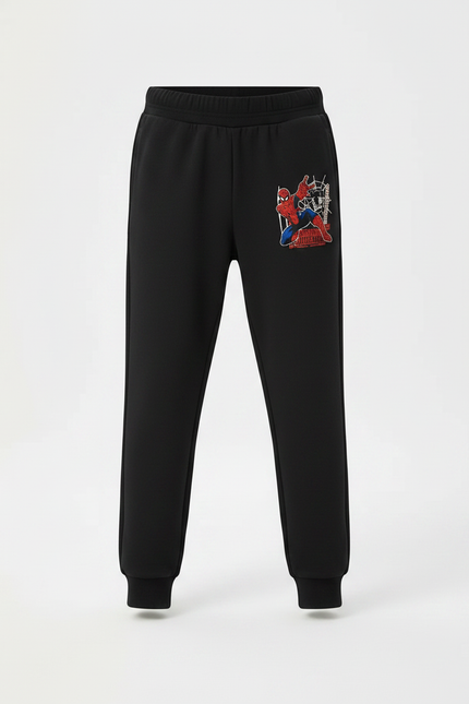 Pantalon Noir Garçon Spiderman Sport Jogger Coton - Molleton - vue 3