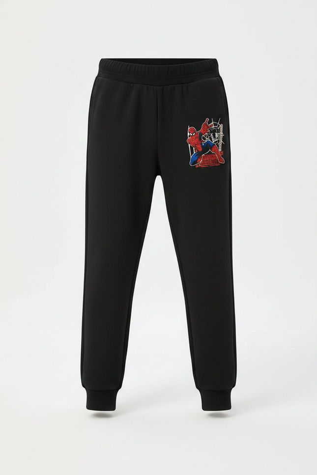 Pantalon Noir Garçon Spiderman Sport Jogger Coton - Molleton - vue 3