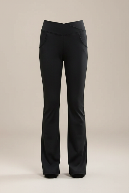 Pantalon Noir Évasé Taille Haute Fille Confortable - Maille - vue 3