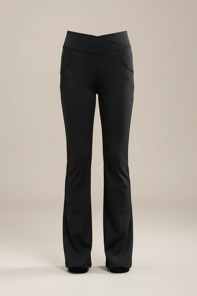 Pantalon Noir Évasé Taille Haute Fille Confortable - Maille - vue 3
