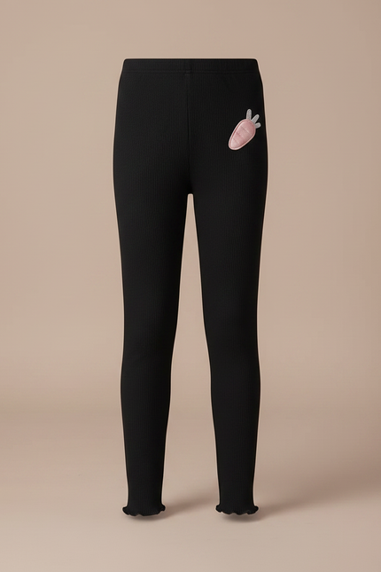 Pantalon Noir Côtelé Carotte Fille Confortable - Maille - vue 3
