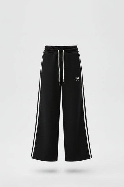 Pantalon Noir Et Blanc Large - Molleton - vue 3