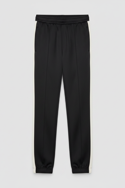Pantalon Noir Avec Bande Blanche Sur Le Cote - Polyester - vue 3