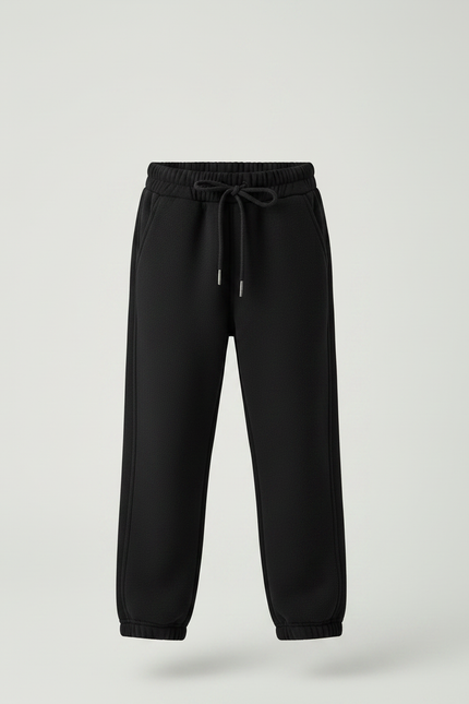 Pantalon Noir Molletonné Enfant Décontracté Sport Logo A. - vue 3