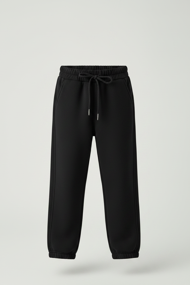 Pantalon Noir Molletonné Enfant Décontracté Sport Logo A. - vue 3
