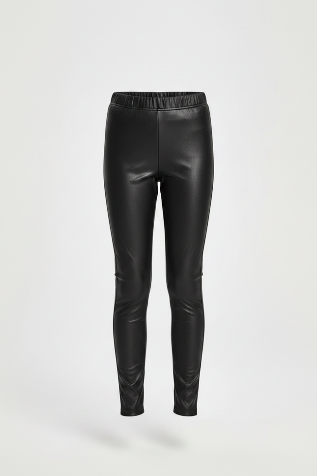 Pantalon Noir Similicuir Fille Moulant Élégant Hiver - Simili cuir - vue 3