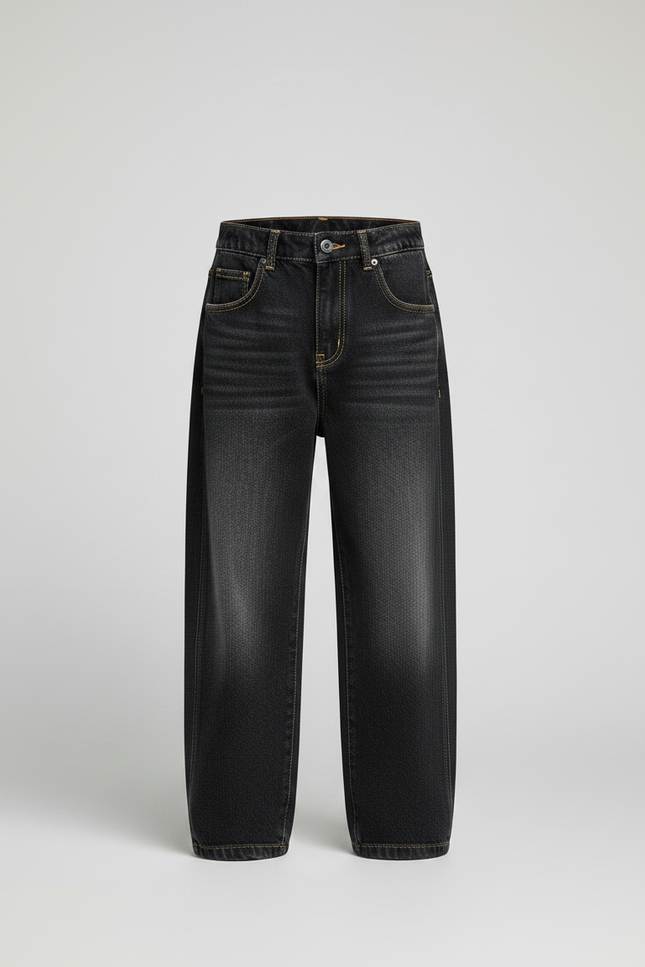 Pantalon Noir Denim Ample Enfant Décontracté - Jean - vue 3