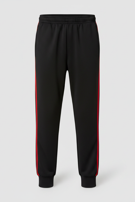 Pantalon Noir Garçon Sport Rayures Rouges Coton - Molleton - vue 3