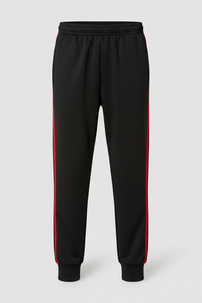 Pantalon Noir Garçon Sport Rayures Rouges Coton - Molleton - vue 3
