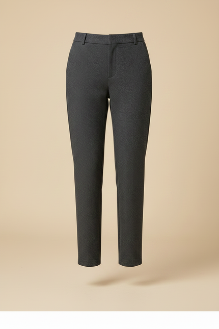 Pantalon Noir Tissé Coupe Droite Élégant - Gris Laine - vue 3