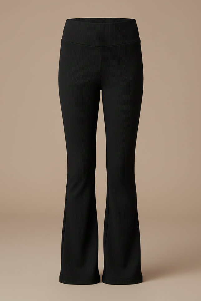 Pantalon Évasé Noir - Maille - vue 3