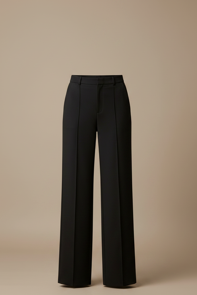 Pantalon Noir Large Pinces Fluide Élégant Femme - Polyester - vue 3