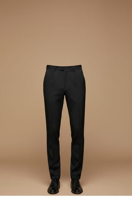 Pantalon Noir Slim Élégant Formel Habillé Texturé - Polyester - vue 3