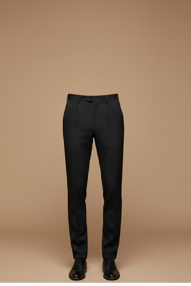 Pantalon Noir Slim Élégant Formel Habillé Texturé - Polyester - vue 3