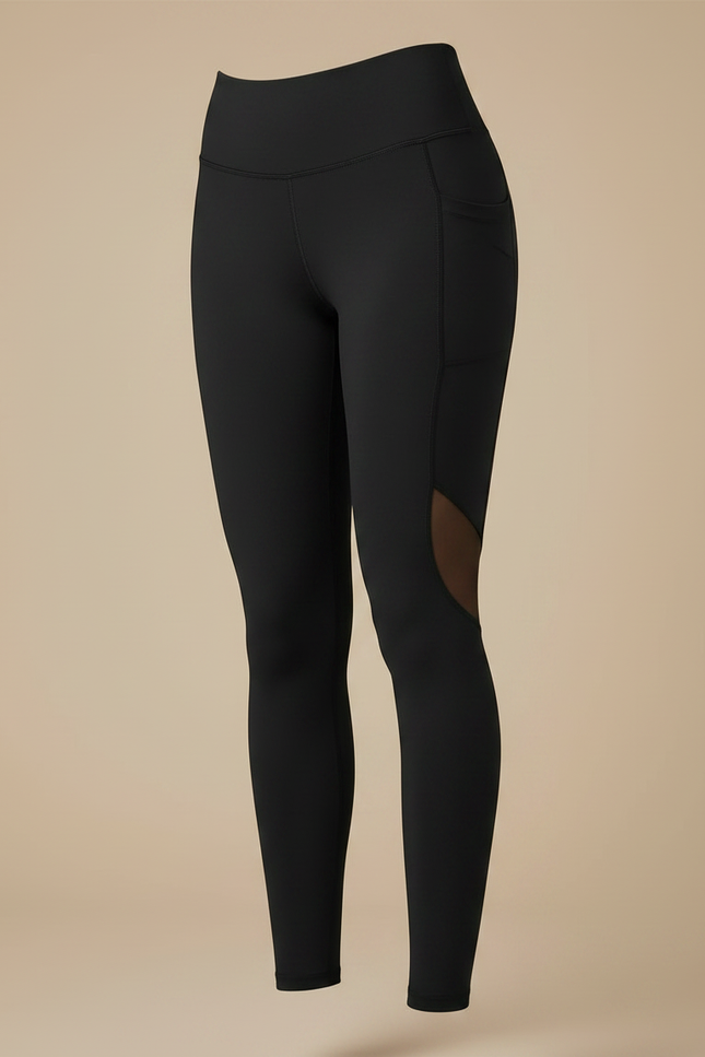 Pantalon Noir Legging Yoga Taille Haute Mesh - Polyester - vue 3