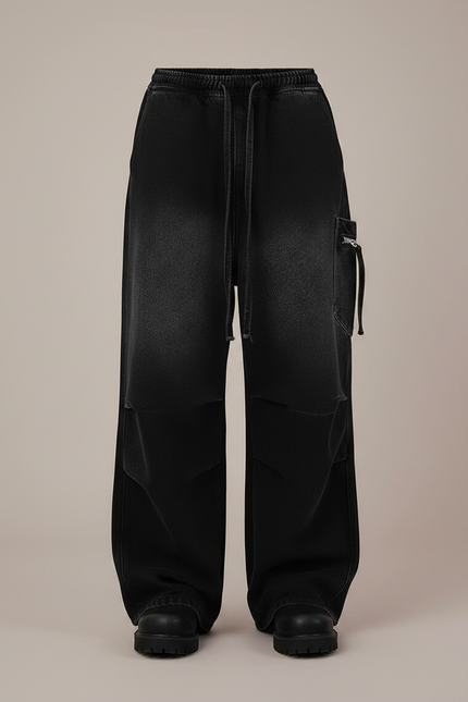 Pantalon Noir Baggy Jean Large Décontracté Streetwear - vue 3