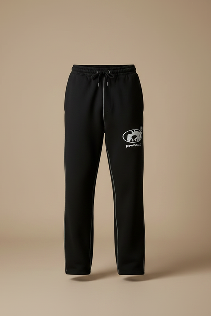 Pantalon Noir Brodé Ample Décontracté Sportif Homme - Molleton - vue 3