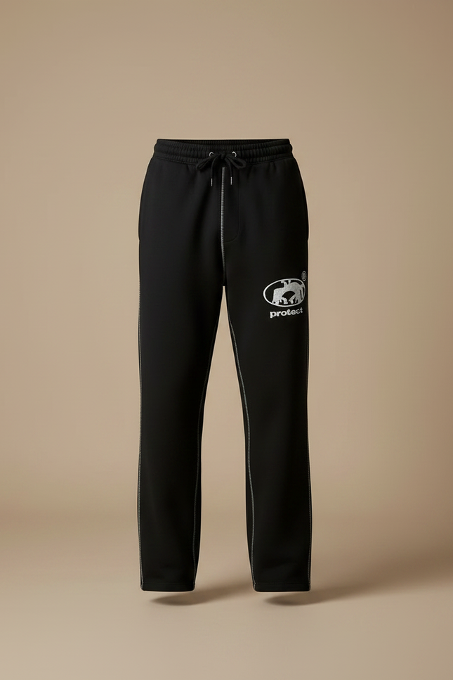 Pantalon Noir Brodé Ample Décontracté Sportif Homme - Molleton - vue 3