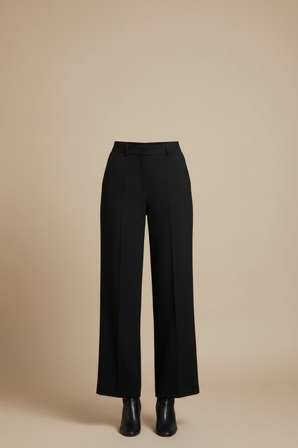 Pantalon Noir Large Fluide Taille Haute Élégant - Polyester - vue 3