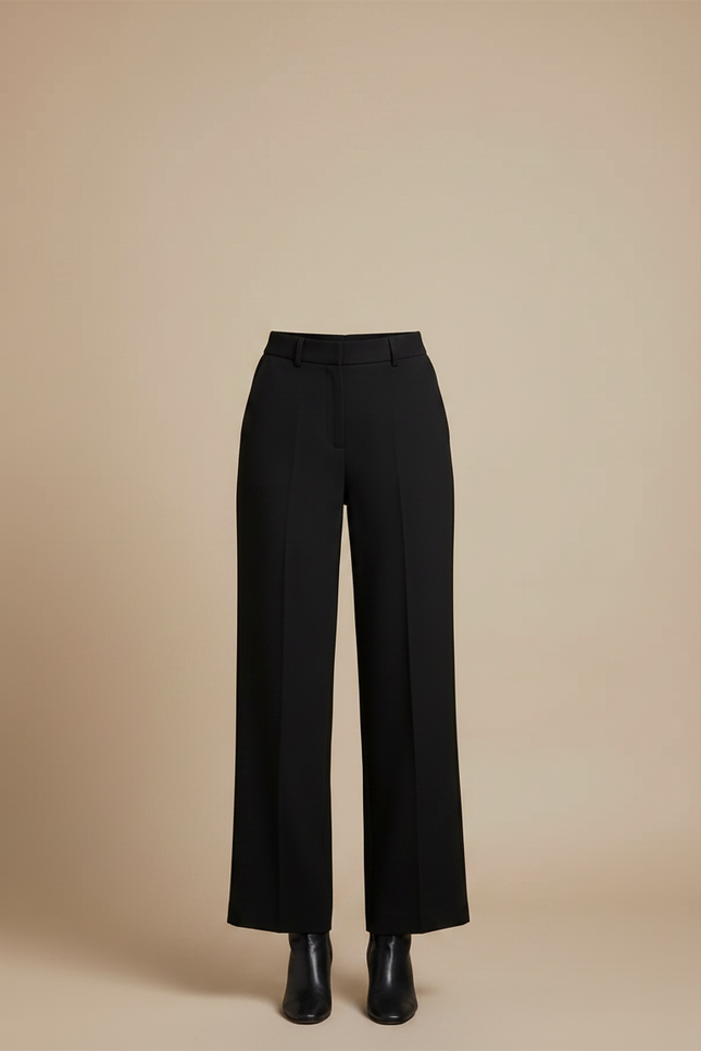 Pantalon Noir Large Fluide Taille Haute Élégant - Polyester - vue 3