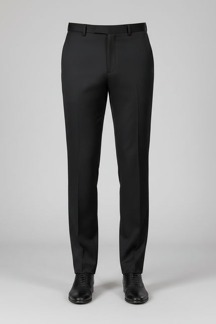 Pantalon Noir Élégant Classique Habillé Formel Homme - Laine - vue 3