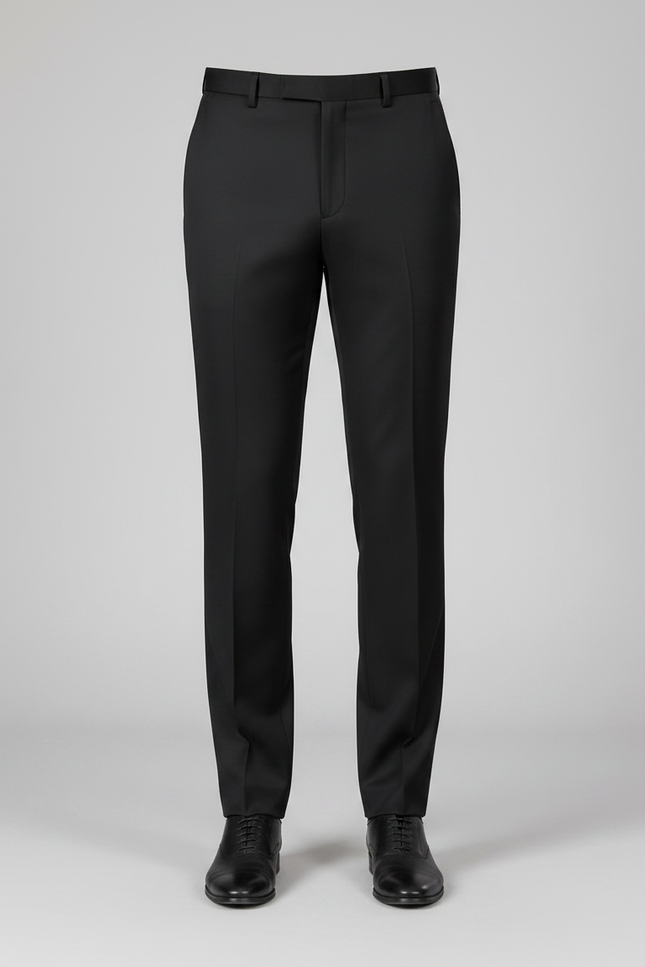 Pantalon Noir Élégant Classique Habillé Formel Homme - Laine - vue 3