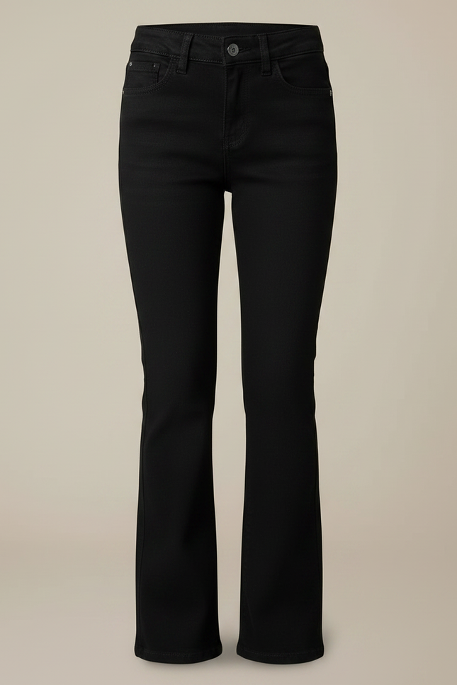Pantalon Noir Évasé Taille Haute Fille Simple - Jean - vue 3