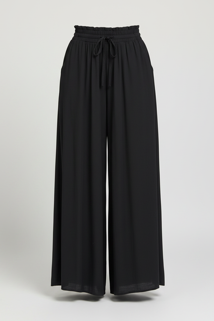 Pantalon Crêpe Noir Taille Élastique - Viscose - vue 3