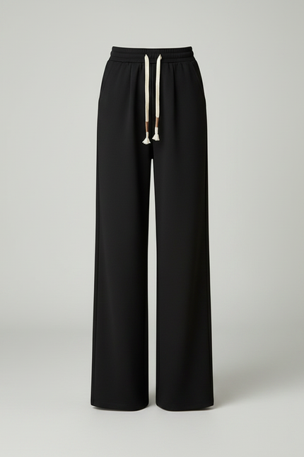 Pantalon Fluide Noir Taille Elastique - Polyester - vue 3