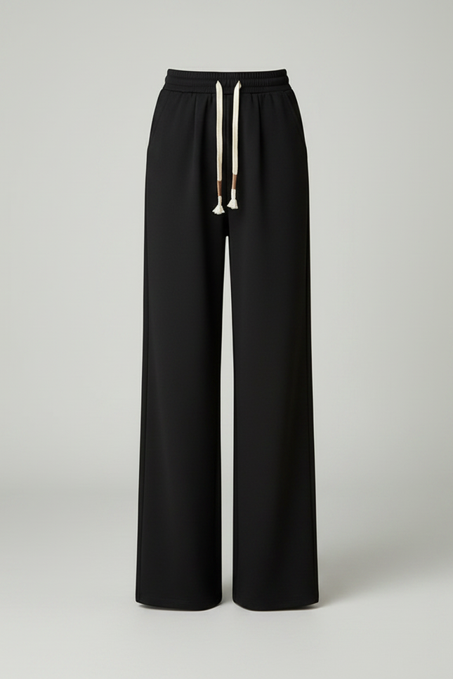 Pantalon Fluide Noir Taille Elastique - Polyester - vue 3