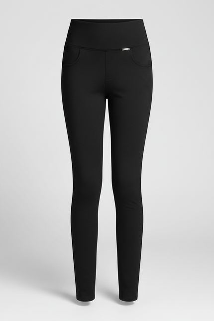 Pantalon Noir Slim Élastique Fille Confortable - Maille - vue 3