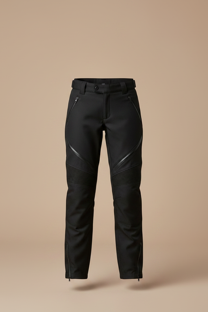 Pantalon Noir Moto Enfant Côtelé Zippé Slim - Gabardine - vue 3