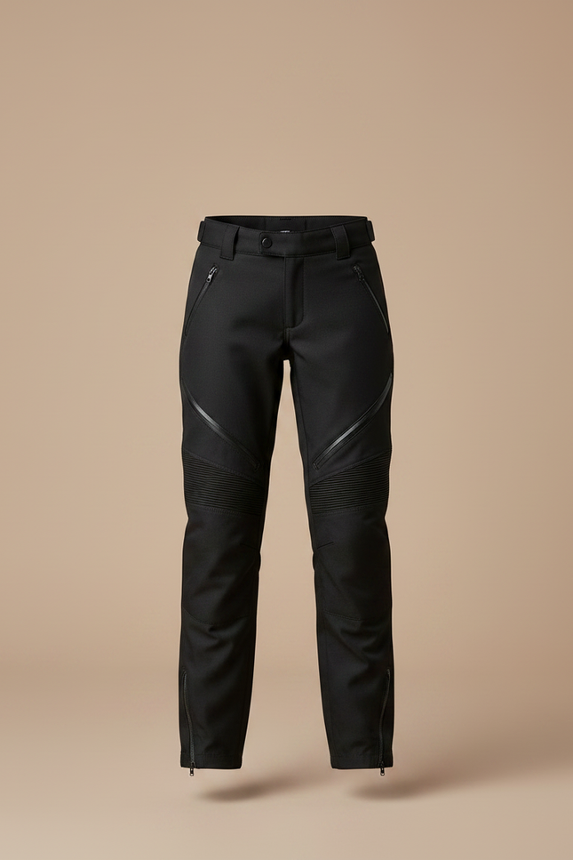 Pantalon Noir Moto Enfant Côtelé Zippé Slim - Gabardine - vue 3