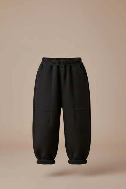 Pantalon Noir Ample Épais Hiver Garçon - Molleton - vue 3