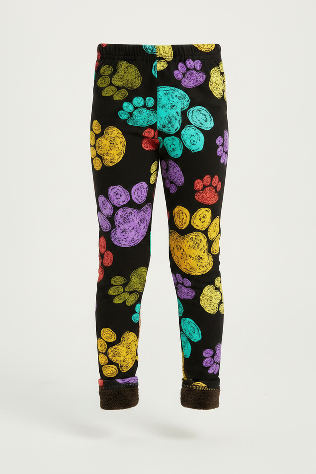 Pantalon Noir Molletonné Imprimé Pattes Colorées Fille - vue 3