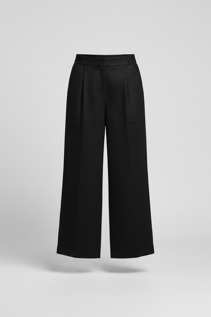 Pantalon Cropped Noir Femme - Laine - vue 3