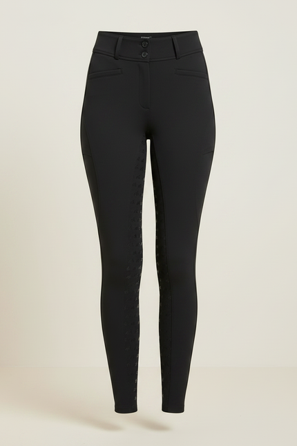 Pantalon Noir Équitation Femme, Taille Haute, Adhérence Silicone - Polyester - vue 3