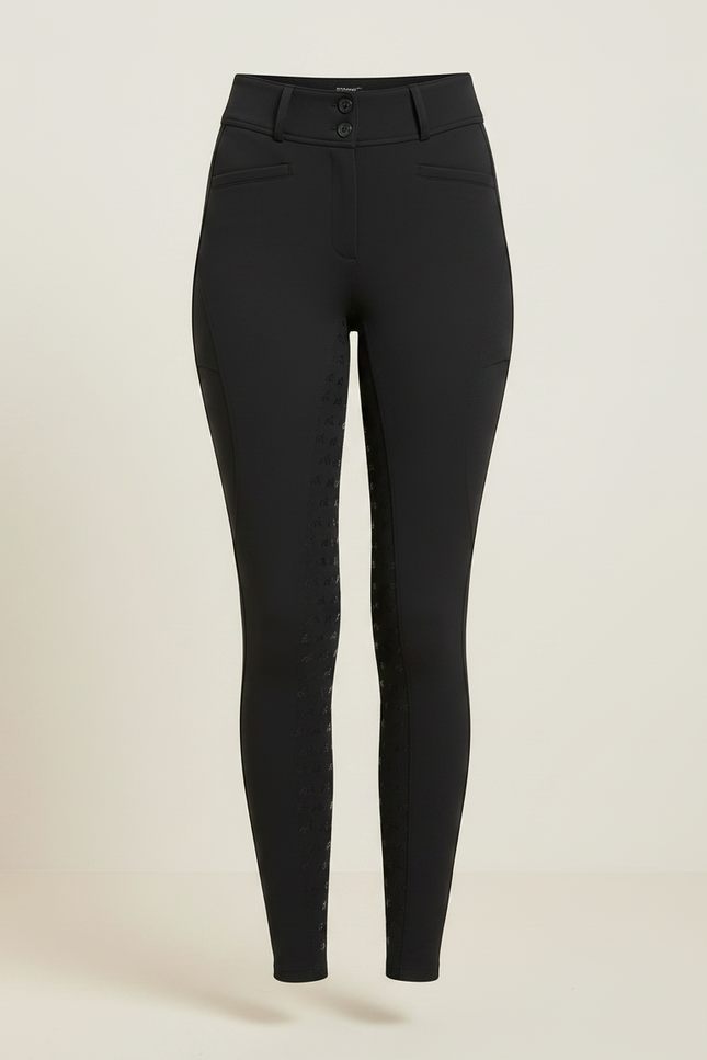 Pantalon Noir Équitation Femme, Taille Haute, Adhérence Silicone - Polyester - vue 3