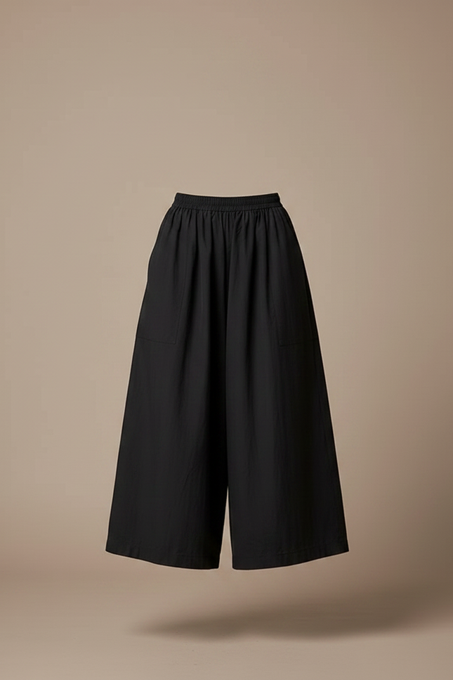 Pantalon Noir Ample Fluide Confortable Femme - Viscose - vue 3