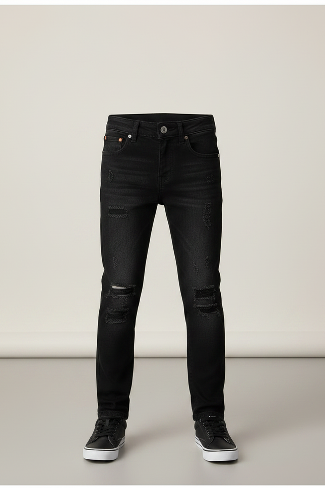 Pantalon Noir Jean Déchiré Garçon Slim Tendance - vue 3