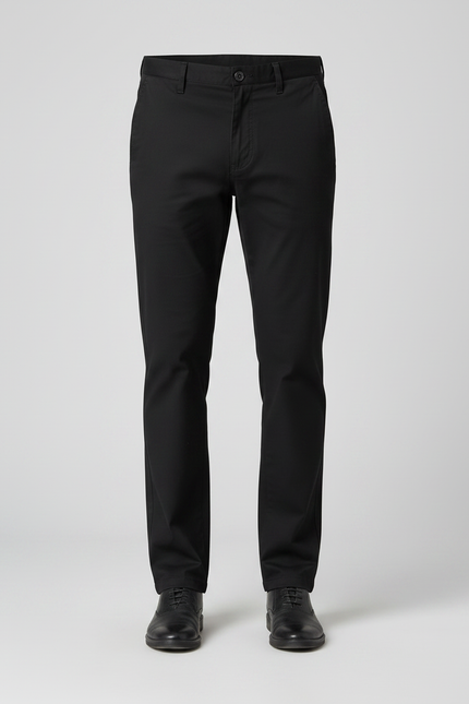 Pantalon Noir Homme Coton Décontracté Coupe Droite - vue 3