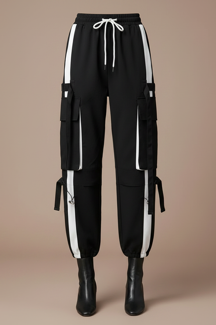 Pantalon Noir Et Blanc - Polyester - vue 3