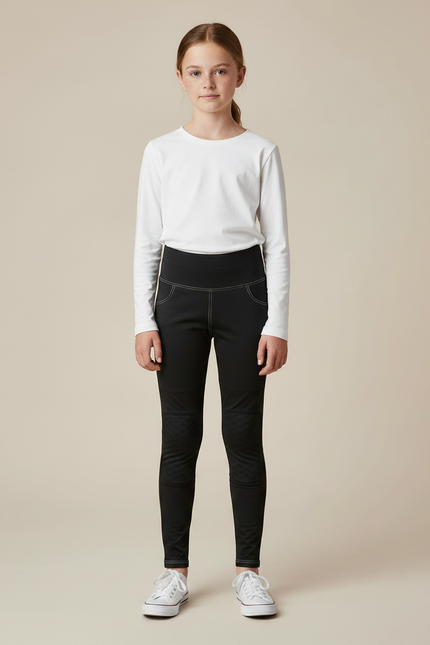 Pantalon Noir Équitation Enfant Slim Fit Côtelé - Polyester - vue 3
