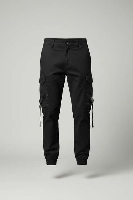 Pantalon Noir Cargo Poches Multiples Décontracté Homme - Toile - vue 3