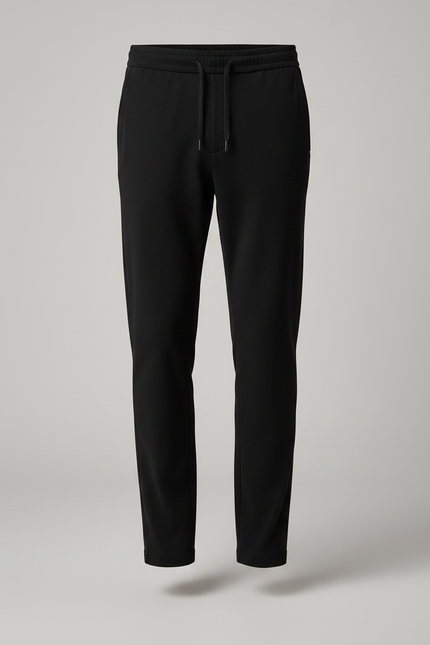 Pantalon Noir Décontracté Cordon Élastique Homme - Maille - vue 3