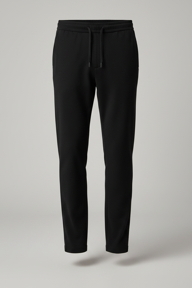 Pantalon Noir Décontracté Cordon Élastique Homme - Maille - vue 3