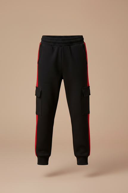 Pantalon Noir Bande Laterale - Molleton - vue 3