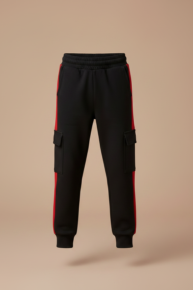Pantalon Noir Bande Laterale - Molleton - vue 3